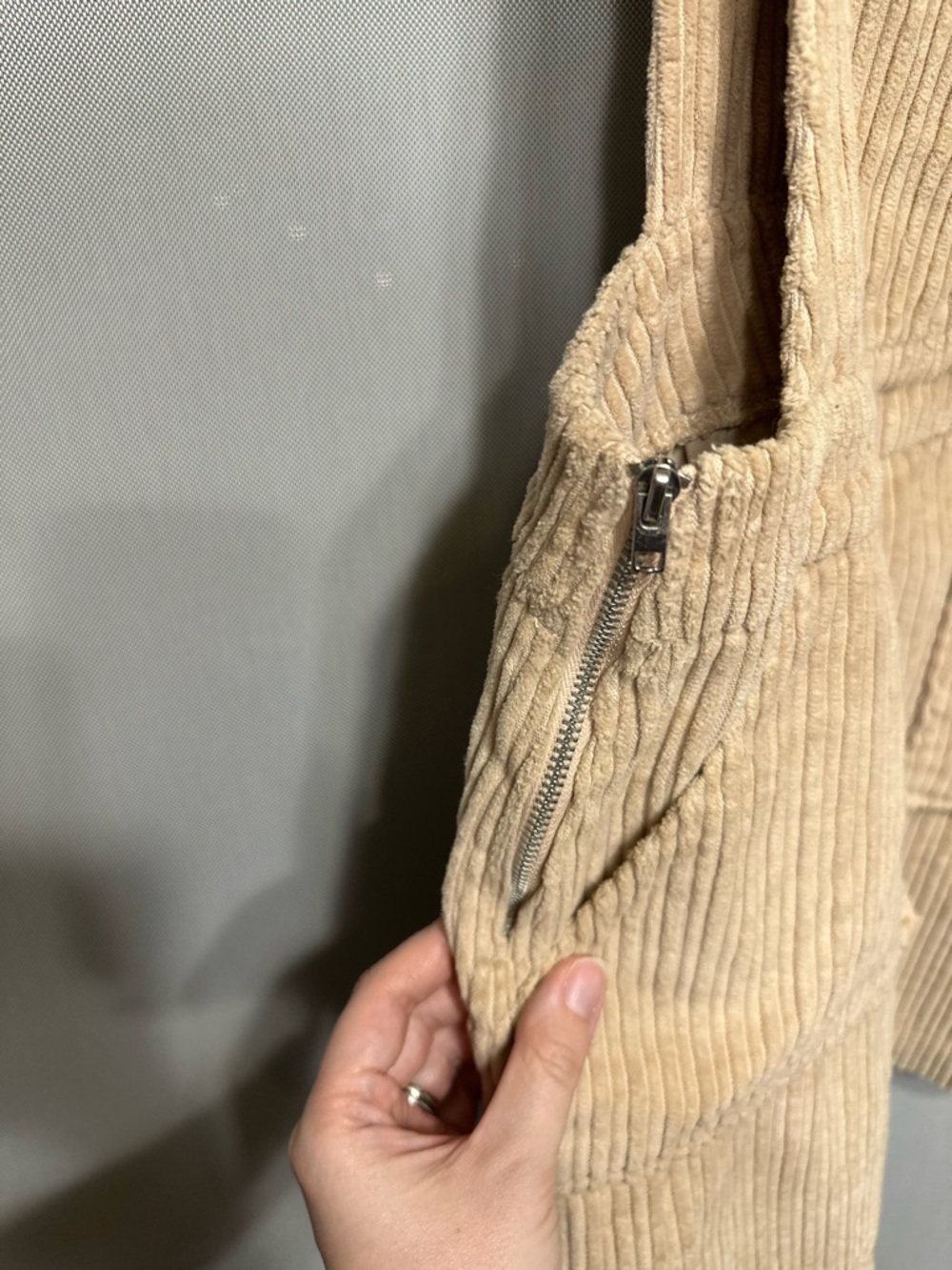 Olé by Koton ($80) Beige Corduroy Pinafore Overall Mini Dress Teen Size 36/ US 4 - Picture 7 of 14